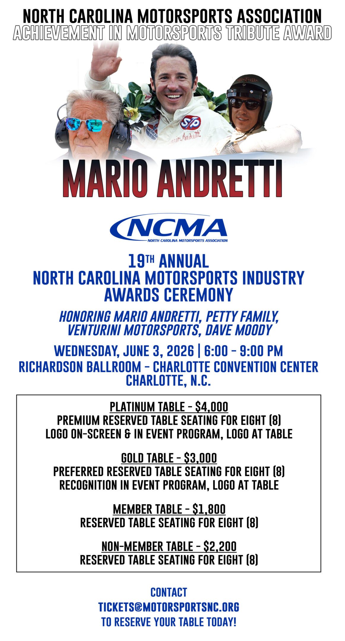 2026 Motorsports Industry Awards Reserved Tables on sale