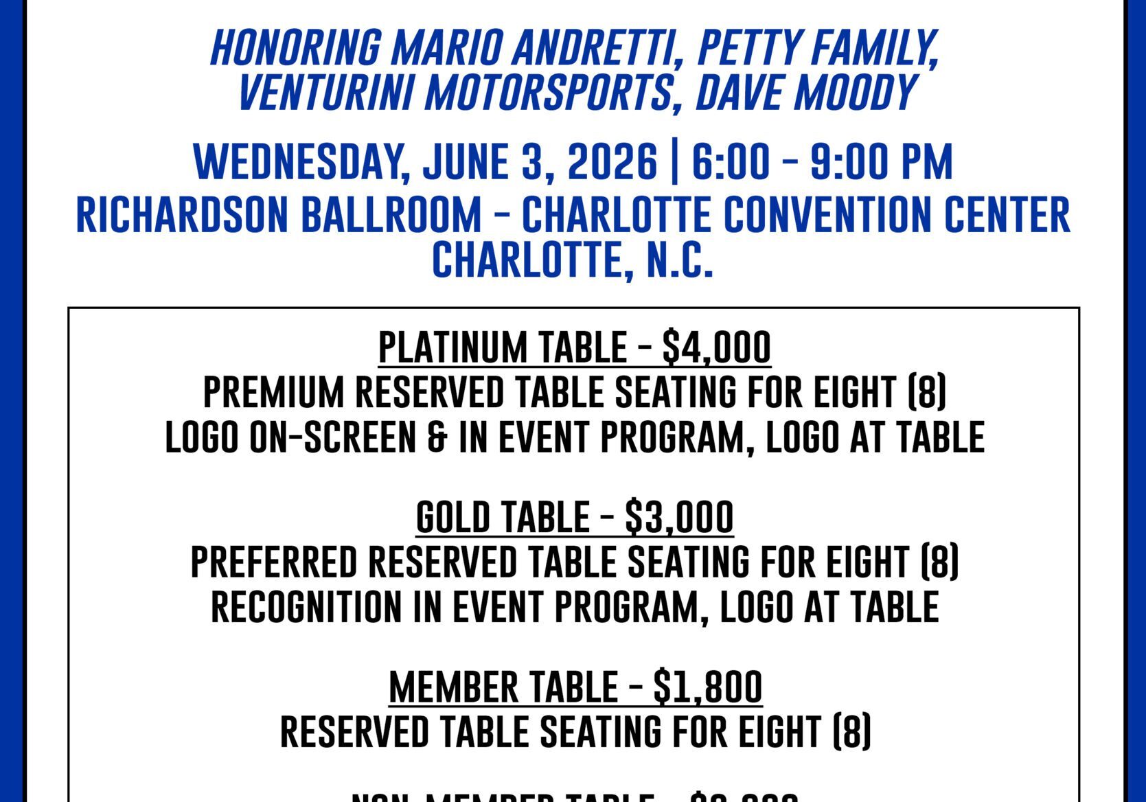2026 NCMA Industry Awards Pricing Sheet TICKETS AND TABLES